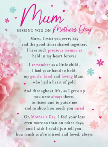 Picture of MISSING YOU ON MOTHERS DAY CARD